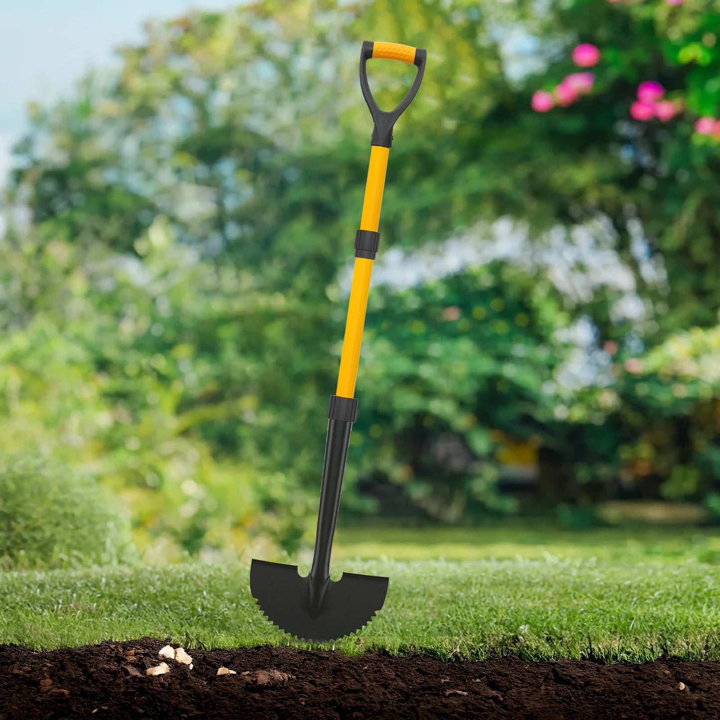 COSITA Edger Lawn Tool, 41-inch Manual Lawn Edger for Grass, Half Moon Hand Edger Tool with D-Grip, Metal Saw Tooth Garden Edger with Long Handle for Sidewalk, Yard