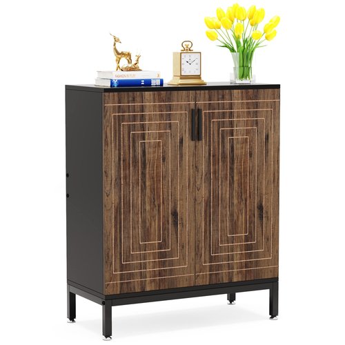 LITTLE TREE Shoe Cabinet with Doors, 20 Pairs Entryway Shoe Storage Cabinet Modern Storage Organizer for Closet, Living Room, Bedroom (Brown/Black)