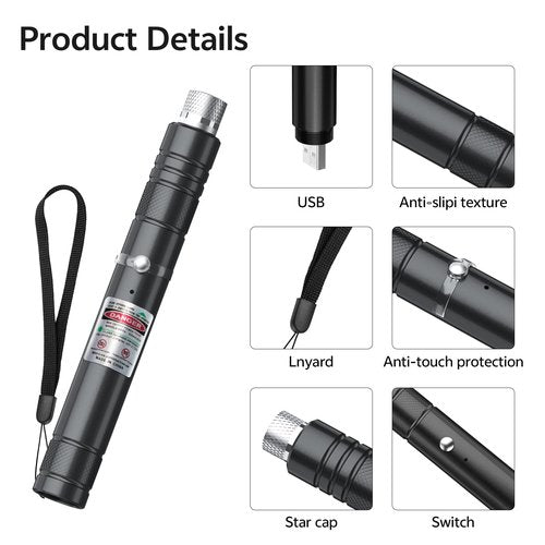 [Professional] Rechargeable Green Line Light Flashlight Long Distance Range for TV/LED/LCD Screens Tactical Flashlights Presentation Office/Classroom/Outdoors/Astronomic/Construction [202] (1)