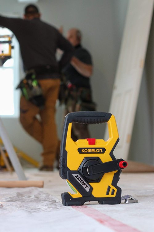 Komelon N9100 Open Reel Steel Tape Measure, 100-Feet, Yellow