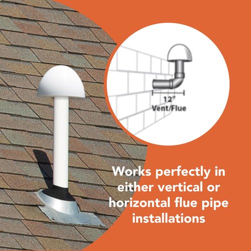 E-CAP321 PVC Vent Cap for Furnace Flue Pipe | Hemispherical GELOY CR7520 Resin Cover | Keep Small Animals Out of Exterior Vent Outlets | Exhaust Vent Cap Fits PVC Flue Pipe Sizes 1.5",2", & 3"