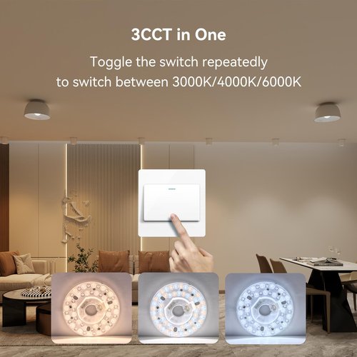 4.92" Ceiling Fan LED Light Replacement, LED Retrofit Light Kit for Ceiling Fan and Flush Mount Ceiling Light, 18W 3CCT 3000K 4000K 6000K 1500LM PCB Panel, Magnetic or Screw Easy Installation