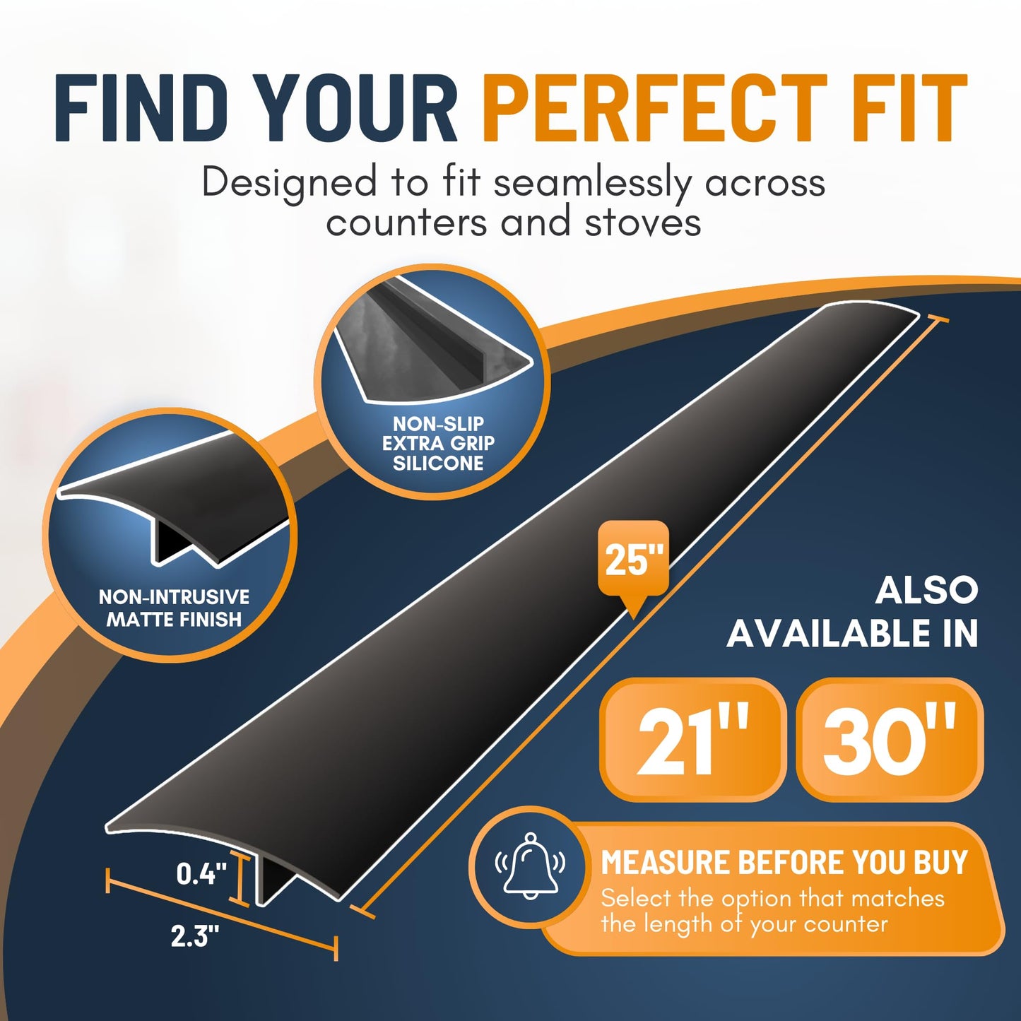 Linda’s Essentials Silicone Stove Gap Covers (2 Pack), Heat Resistant Oven Gap Filler Seals Gaps Between Stovetop and Counter, Easy to Clean Stove Gap Guard (25 Inches, Black)