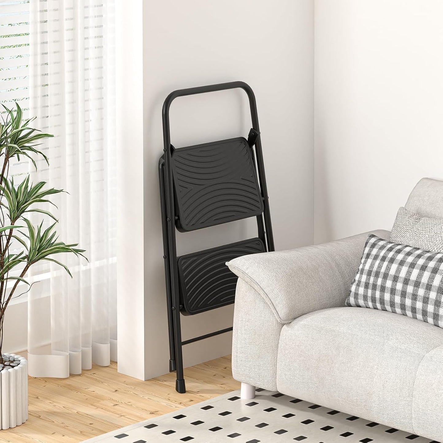 Jocauto 2 Step Ladder, Step Stool with Wide Anti-Slip Pedal, Step Ladder Folding Step Stool for Adults, Portable ladders for Home Kitchen