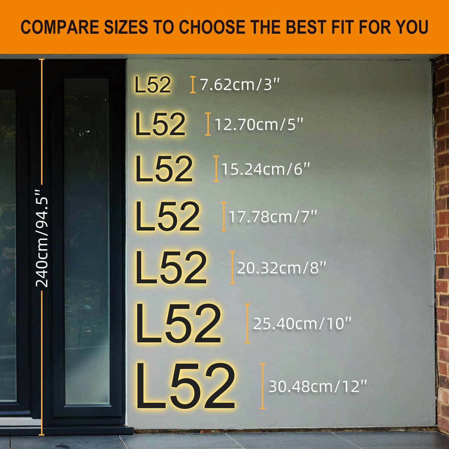 Custom Solar House Numbers for Outside,LED-Illuminated Custom Address Sign,Stainless Steel Waterproof Nameplate, Personalized Letters & Numbers, Premium Outdoor House Sign