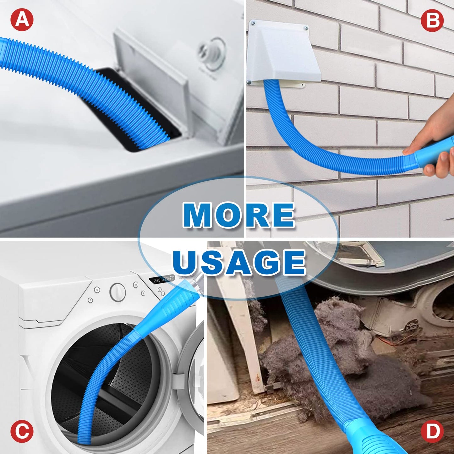 Sealegend 2 Pieces Dryer Vent Cleaner Kit and Flexible Dryer Lint Brush Vacuum Hose Attachment Power Lint Remover Refrigerator Coil Brush