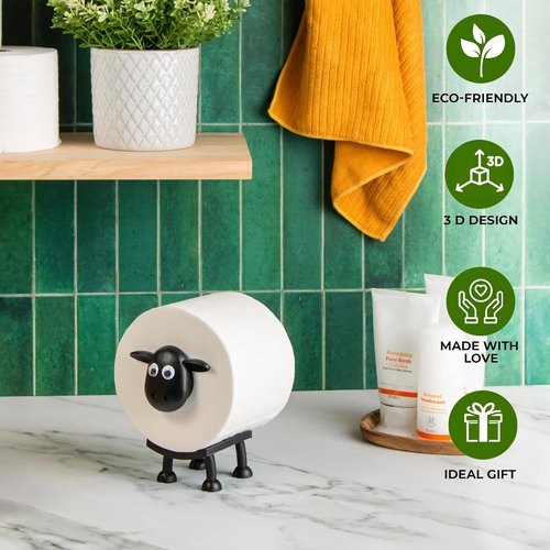 Toilet Roll Holder, Sheep Design Funny Toilet Paper Holder Free Standing, Tissue Paper Roll Storage for Bathroom Decor
