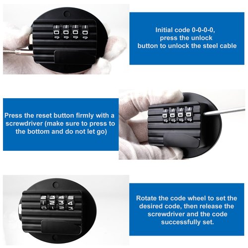 Refrigerator Lock with Combination, Keyless Security Lock for Freezers, Cabinets, Drawers, Easy Installation (2, Black)