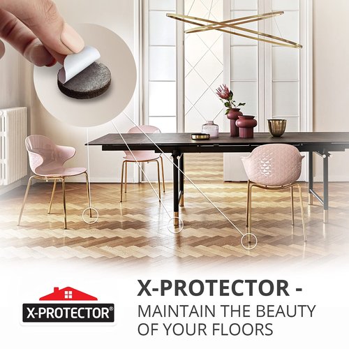 X-PROTECTOR Felt Furniture Pads - 56 PCS 3/4" Floor Protectors for Chair and Furniture Feet - Protect Your Hardwood Floors! (Brown, Round)