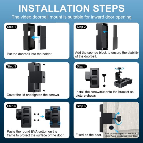 Anti-Theft Doorbell Door Mount，Not Block Doorbell Motion Sensor for Houses, Apartments, Rentals