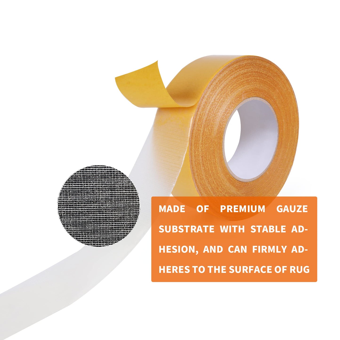TAPEBEAR Heavy-Duty Double Side Carpet Tape, Carpet Tape for Rug, Wood, Floor, Residue-Free Rug Tape, Multipurpose Gripper Non Slip Tape, 2inch X 40yard