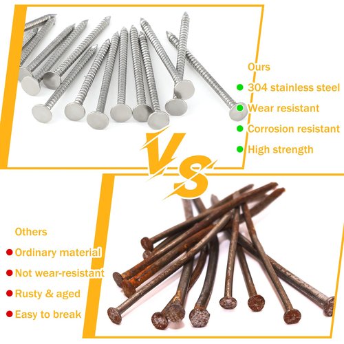 Tandefio 2 Pounds Box 1-1/2 Inch Siding Nails 304 Stainless Steel Roofing Nails Flat Head Hardware Nail Shingles Roofing Tile and Slating Nail for Wall, Siding, Hardware, Cedar Wood, Decking