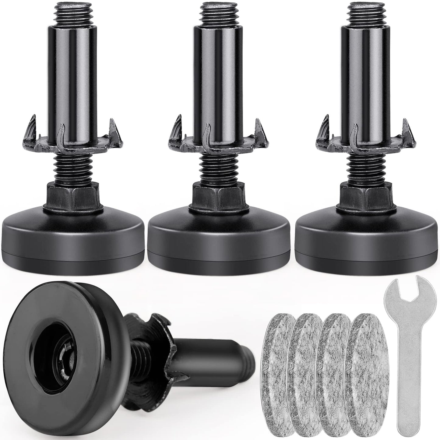 Heavy Duty Furniture Leveling Feet M10 Thread Furniture Levelers Adjustable Furniture Feet w/ T-nut Kit Table Levelers for Cabinet Workbench Chair Sofa and More,Large Base Supports 1320LBs-4 Packs