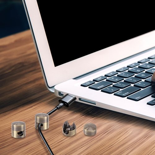 3pcs Cable Anchors for Desk, Phone Charger Cord Holders Metal Adhesive Cable Management Clips Aluminum Wire Organizer for Office Home Desktop Wall Nightstand (Bronze)