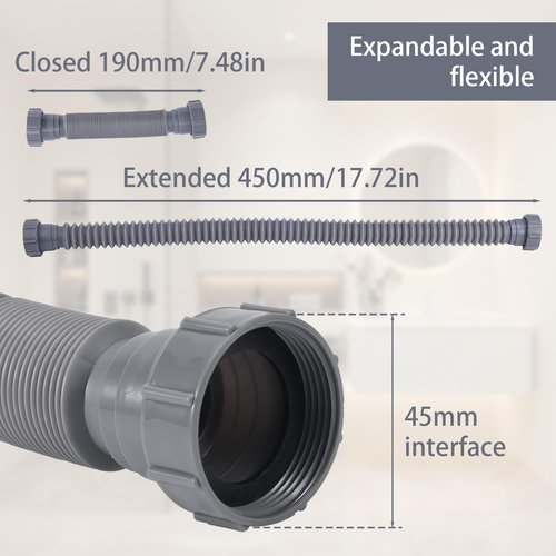 Flexible 1 1/2 P-Trap, Freestanding Tub Drain Flat Flexible P-Trap 1-1/2 Shower Drain Interface 1.7in for Bathtub Shower Bathroom