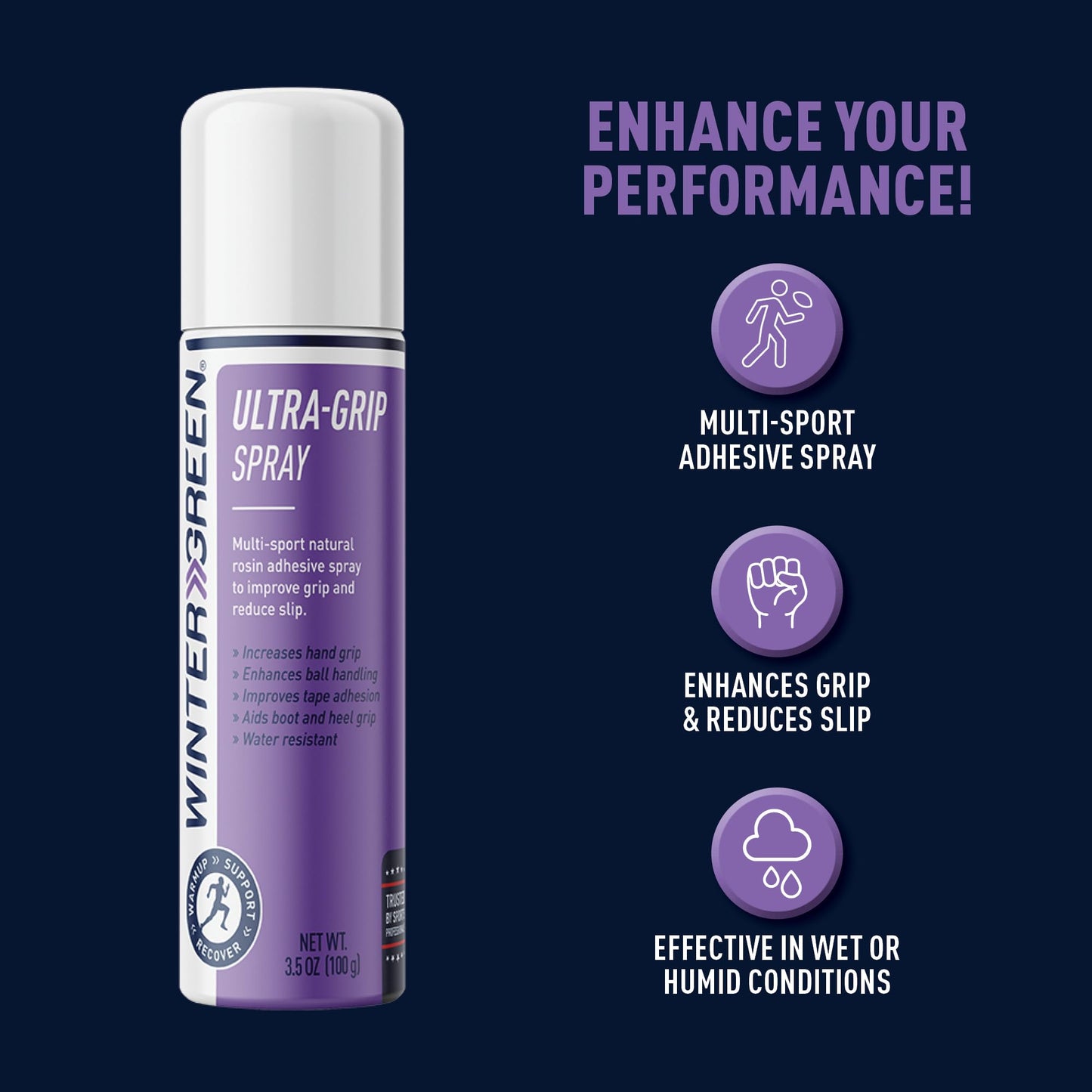 Wintergreen Ultra Grip 3.5 Fl Oz Aerosol Grip Spray - Improves Ball Handling, Football Catches, Aerial Silk, Strip Pole Grip, Racquet Grip, Tape Adhesion, Non-Slip for Sweaty Hands, Natural Rosin