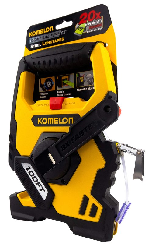 Komelon N9100 Open Reel Steel Tape Measure, 100-Feet, Yellow