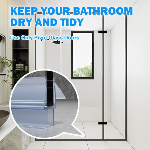 YIIPAIVUE Pivot Shower Door Bottom Seal, Frameless Glass Shower Door Sweep for 3/8" Glass, Prevents Shower Leaks and Creates a Waterproof Barrier, 36" Clear Vinyl Seal