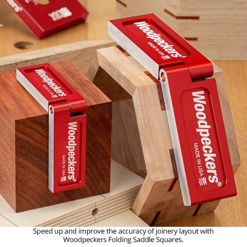 Woodpeckers Folding Saddle Square, Mini Size, Transfer Layout Lines Around Corners, Perfect for Tenons, Dowels, Angled Joinery