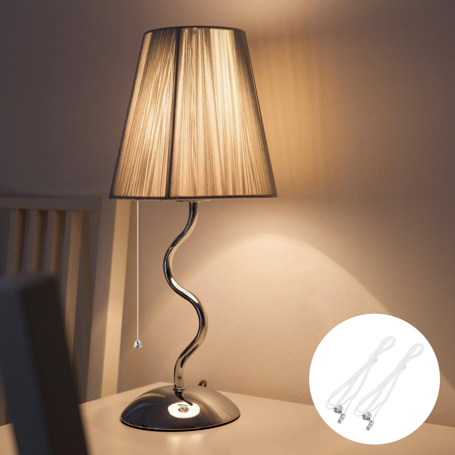 Sliverdew 6 Pack Pull Cord for Ceiling Switch Ceiling Fan Pull Chain Extender Light Pull Cord String with Connector Pull Chain Extension for Ceiling Fan Light Fixture Light Bulb