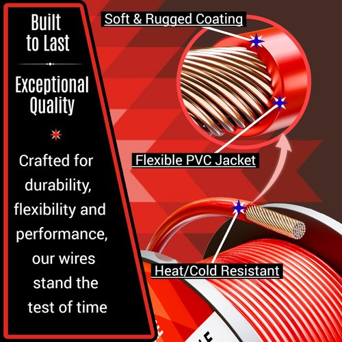 16 Gauge Wire Combo 6 Pack (600ft Total) 100ft Per Roll, 12V Low Voltage Automotive and Electrical Cable, Copper Clad Aluminum (CCA)