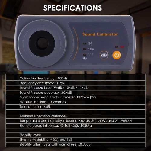 Professional Sound Level Calibrator Decibel Meter Calibration with Three Calibration Level at 94dB & 104dB & 114dB, SPL Meter Calibrator for dB Noise meter