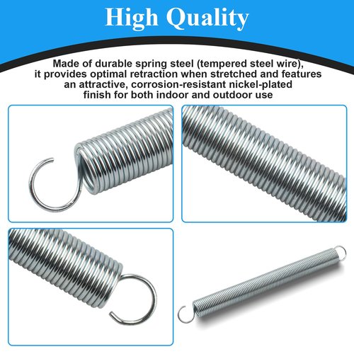 SP 9637 Extension Spring, 12 in. Length, 1 in. Diameter, Screen Door Spring, Spring Steel Construction, Nickel Plated Finish, Single Loop Opening, for Prime-Line
