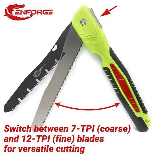 CENFORGE Double-blade Hand Pruning Saw, Foldable Camping Saw, Handsaw for Survival, Backpacking, Hunting, Wood and Trees Cutting, Outdoor Portable (10 Inch Double-blade)