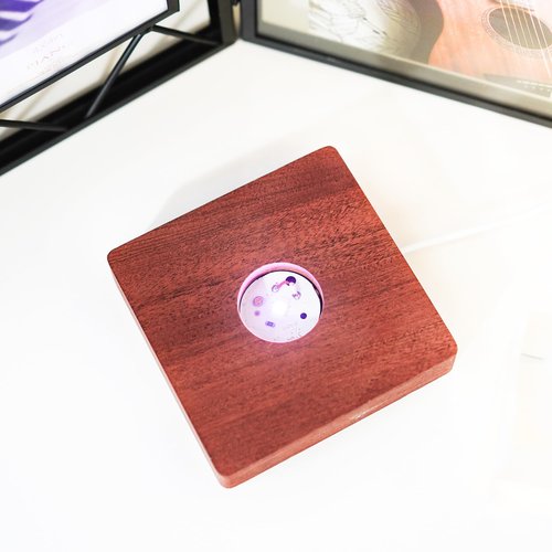 ZEERSHEE Colorful LED Wood Light Base for 3D Crystal Glass Resin Art Brown Square Lamp Stand for Tabletop, Cabinet, Bedside Display