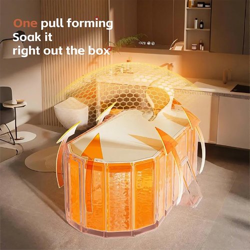 Foldable Bathtub for Adult Large 59'in Collapsible tub Portable Bathtub for Bathroom Folding SPA Tub for Shower Stall, Ideal for Small Spaces