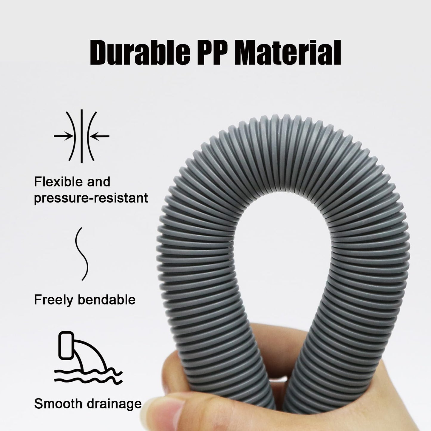 3.2 FT Universal Washing Machine Drain Hose, Drain Hose Extension Kit for Washer, Dishwasher, Dryers, Dehumidifier with 4 Hose Clamps, 1 U-Holder, 1 Adapter, Fit for 0.79-1.5 inch Drain Outlet