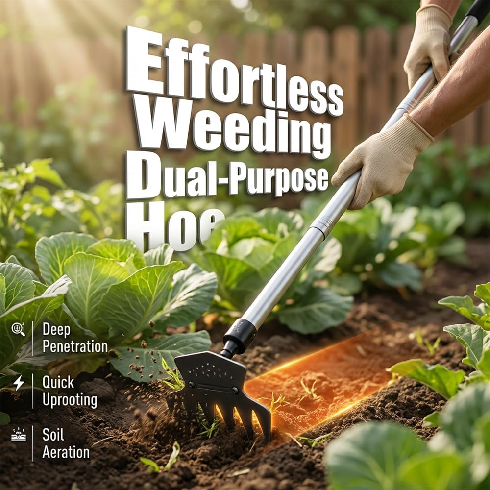Weed Puller Tool with Long Handle, 39 Inch Manual Weeder Remover Tool, Hand Weed Rake and Garden Hoe, Weed Remover Tool, Heavy Duty Uprooting Weeding Pull for Yard, Lawn, Patio and Garden (39 inch)