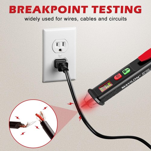 DYLIFE Voltage Tester, Non Contact Voltage Tester Pen,Dual Range AC 12V-1000V/48V-1000V,Electrical Tester with LCD Display,Buzzer Alarm,Flashlight,Live/Null Wire Breakpoint Tester for Home,Car,Light