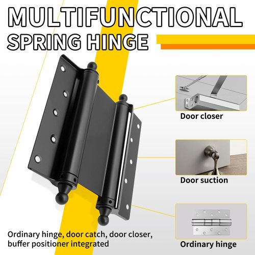 DTRUCTIEW 6" Double Action Spring Hinges, 4 Pack Self Closing Door Hinges for Indoor/Outdoor Saloon Cafe Pub Swinging Doors, Cold Rolled Steel, Including Pins and Screws