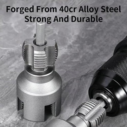 Integrated Internal & External Pipe Threading Tool, Electric Drill Compatible PVC Pipe Threader Kit, Reusable PVC Pipe Threader Kit 1/2, for Electric Drill (1/2”+3/4”)