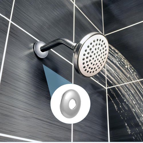 4 Pcs Stainless Steel Shower Arm Flange, Shower Head Cover Plate Round Escutcheon Plate Cover (2.4" OD, 0.8" ID), Bathtub Faucet Covers, Silver Replacement Tube Parts for Bathroom, Showers Head