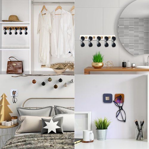 FINDAMAZE Sunglasses Organizer Wall Mounted Wood Sunglass Holder for Home Glasses Holder/Sunglasses Rack,Home Decor (White-1pcs-long)