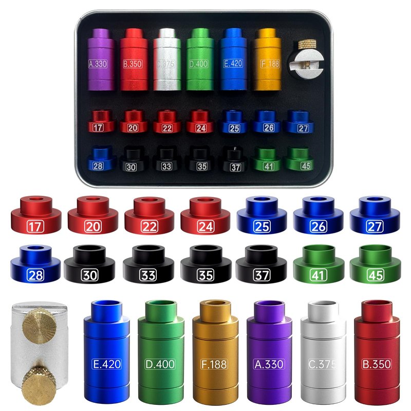 stalye Bullet and Headspace Gauge Comparator Kit – Bullet Comparator Kit with 14 Inserts and 6 Bushings – Reloading Supplies and Equipment – Broad Size Range – Precise Measurement