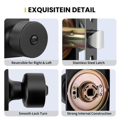 goldenwarm Matte Black Door Knobs Interior, Privacy Door Knob for Bedroom Door Knob, Black Interior Door Knobs Privacy Lock 8 Pack