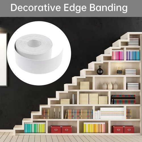 PNXKTXO 2-3/16 inch * 50 Ft PVC Edge Banding Hot Melt Adhesive Pre-Glued Veneer Edging White for Plywood Table 5.5 cm * 15m Cabinet Edges