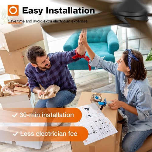 addlon Ceiling Fans with Lights, 42 inch Black Ceiling Fan with Light and Remote Control, Reversible, 3CCT, Dimmable, Noiseless, Small Ceiling Fan for Bedroom, Farmhouse, Indoor/Outdoor Use