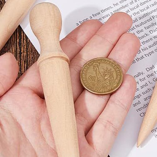 Buhyujkm Wooden Hand Dibber, Ergonomic Sow Dibber Hole Punch, 5.79x0.79 inches, Scientific Gardening Excavation Tool for Planting, Yard, Balcony, Nursery, Seedling Transplanting