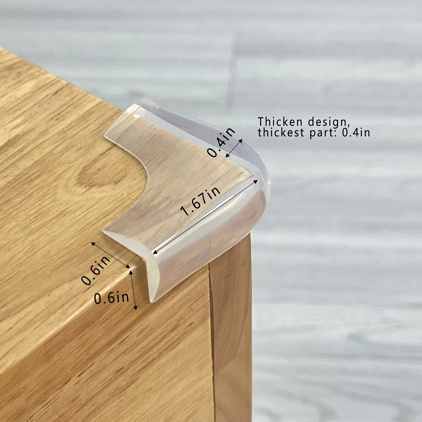 Food-Graded Silicone Clear Corner Protectors, Baby Proofing Table Edge Guards, Pre-Tapep Adhesive Soft for Kids Child Safety Proof, Cabinets Counter Furniture Bumpers (4, 3/5x3/5 in (Width))