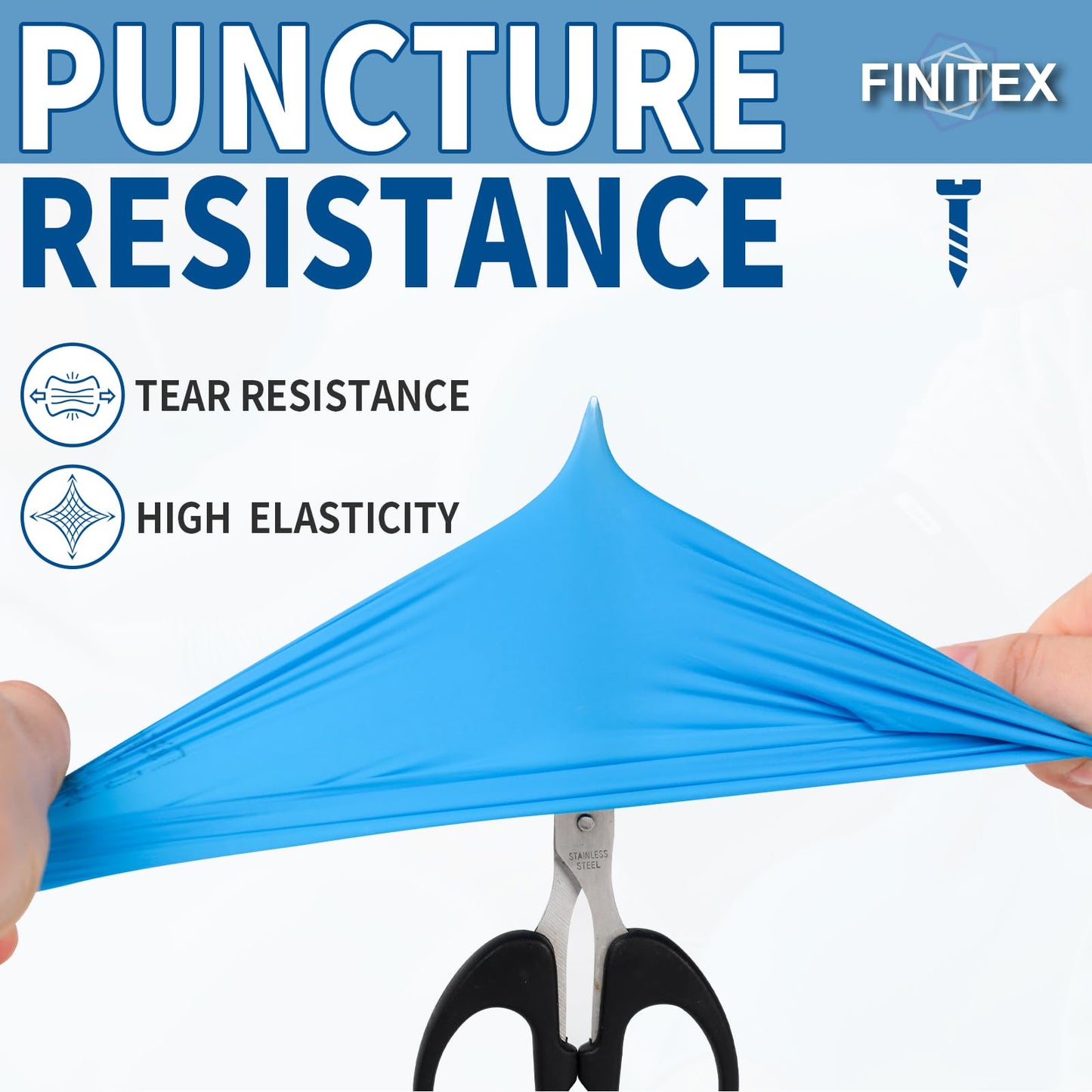 FINITEX Blue Disposable Nitrile Exam Gloves - 200 PCS/BOX 3.5mil Rubber Powder-Free Latex-Free Medical Examination Home Cleaning Food Gloves, MEDIUM