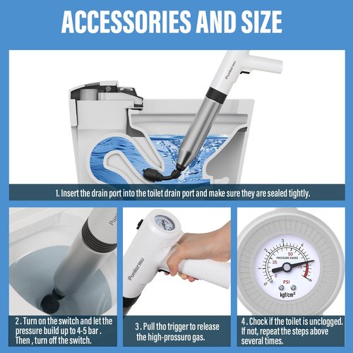 Puniarmu Electric Toilet Plunger,Unclog In One Shot,Remover For Bathroom,Kitchen Pipes Clog,High Pressure Air Plungers For Bathroom Heavy Duty
