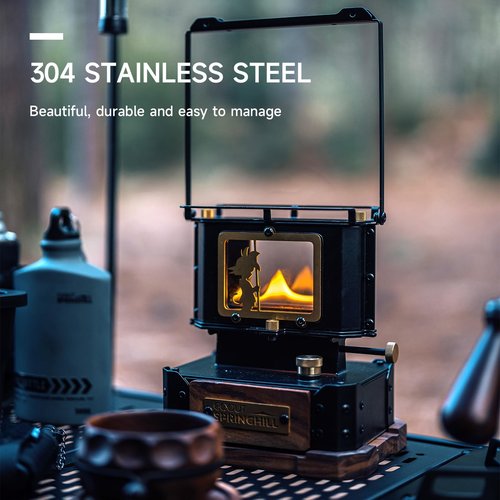 Camping Oil Lantern Emergency Oil Lamp with Handle for Outdoor Lighting Warming Portable Stove for Cooking Black
