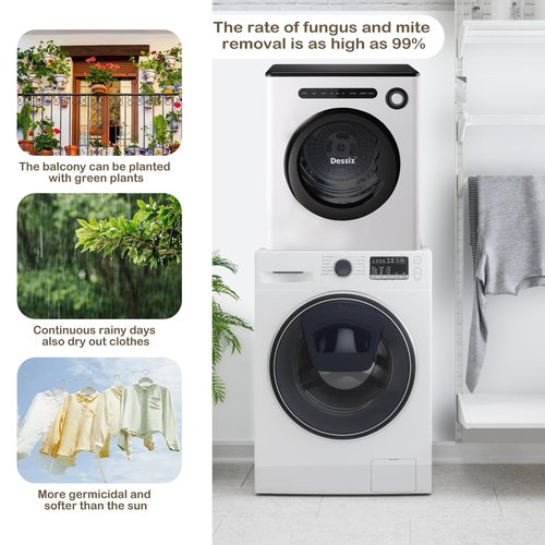 Dessiz 11LBS Compact Dryer 950W Portable Clothes Dryer Machine for Small Spaces, RVs and Apartments - Quiet, Sturdy ，Easy to Use and LED Display