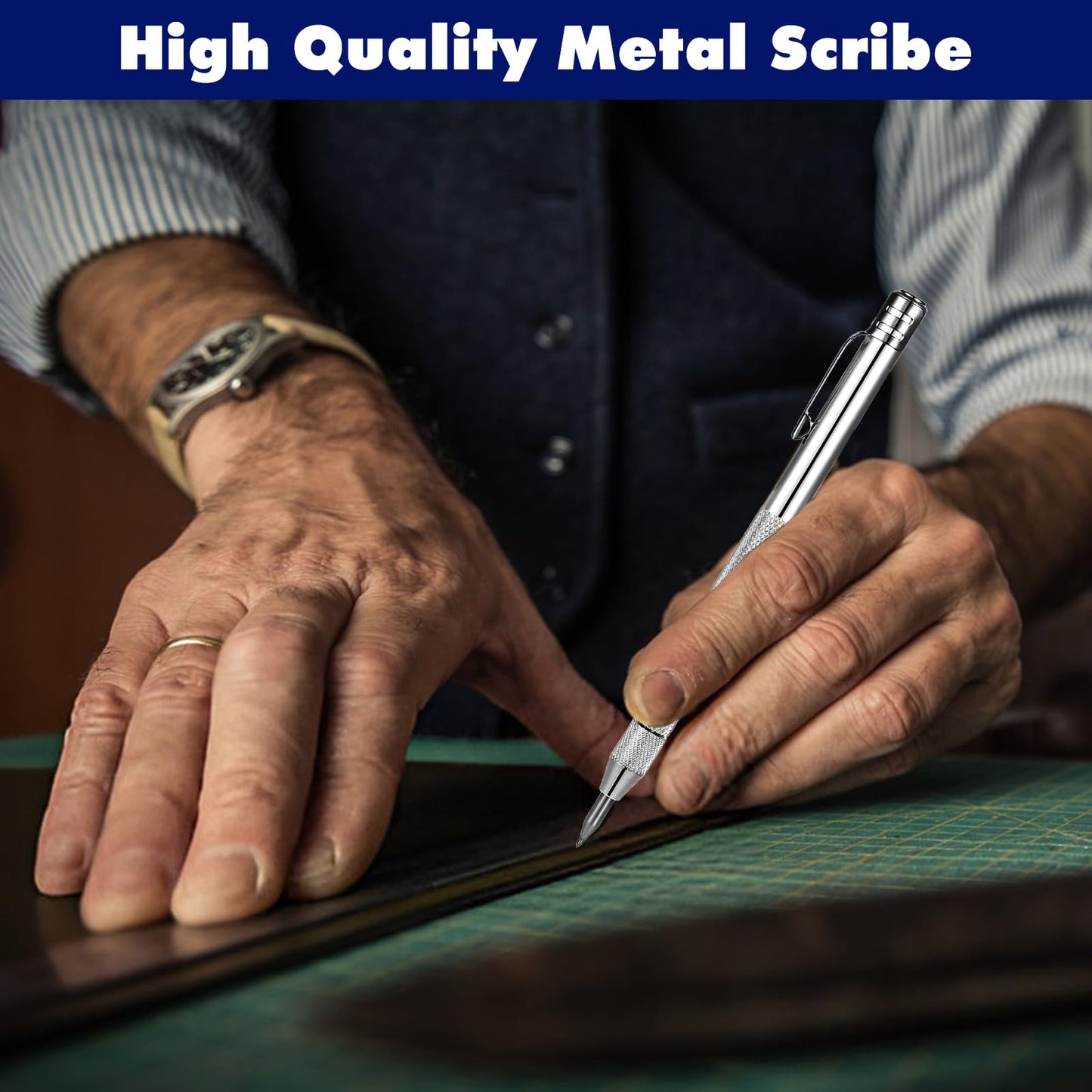 Telooco 2 Pack Metal Scribe with 12 Refills 1 Ruler Carbide Scribe Metal Scribes Tool Scriber Marking Tools Premium Etching Engraving Pen for Glass/Wood/Leather