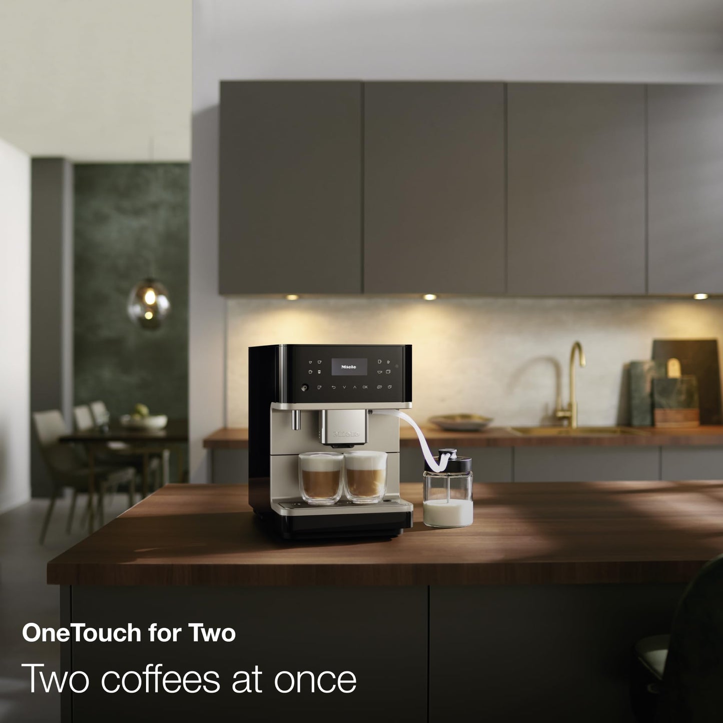 Miele CM 6360 MilkPerfection Automatic Coffee Machine - OneTouch for Two, AromaticSystem, 8 individual profiles, DoubleShot, WiFi-compatible, LED lighting, in Obsidian Black CleanSteel Metallic