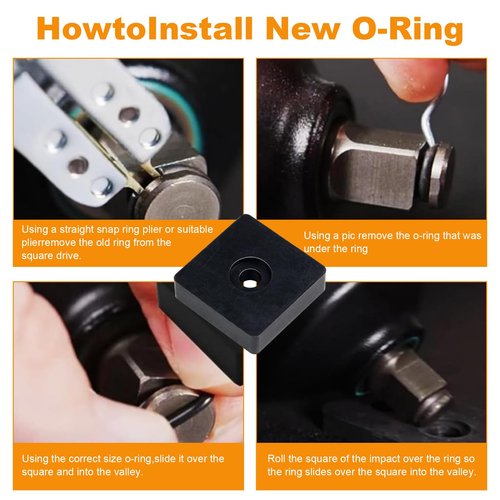 Juvielich 3/8" Impact Retaining Ring Clip with O-Ring,Fits for Mmilwaukeei Pneumatic Type Impact Wrench, Including Retainer Ring Anvil Install Tool(10 Sets)